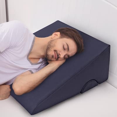 8in1 Wedge Pillow for Sleeping - Memory Foam Wedge Pillow for Back Pain Relief, Snoring, and Acid Reflux by Lavish Home (Navy)