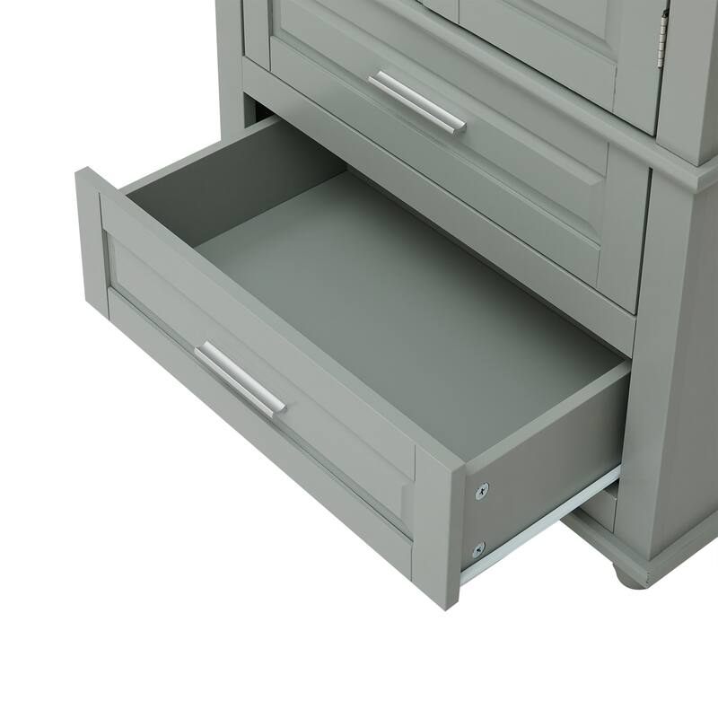 Tall Storage Cabinet with Two Drawers for Bathroom/Office, Grey