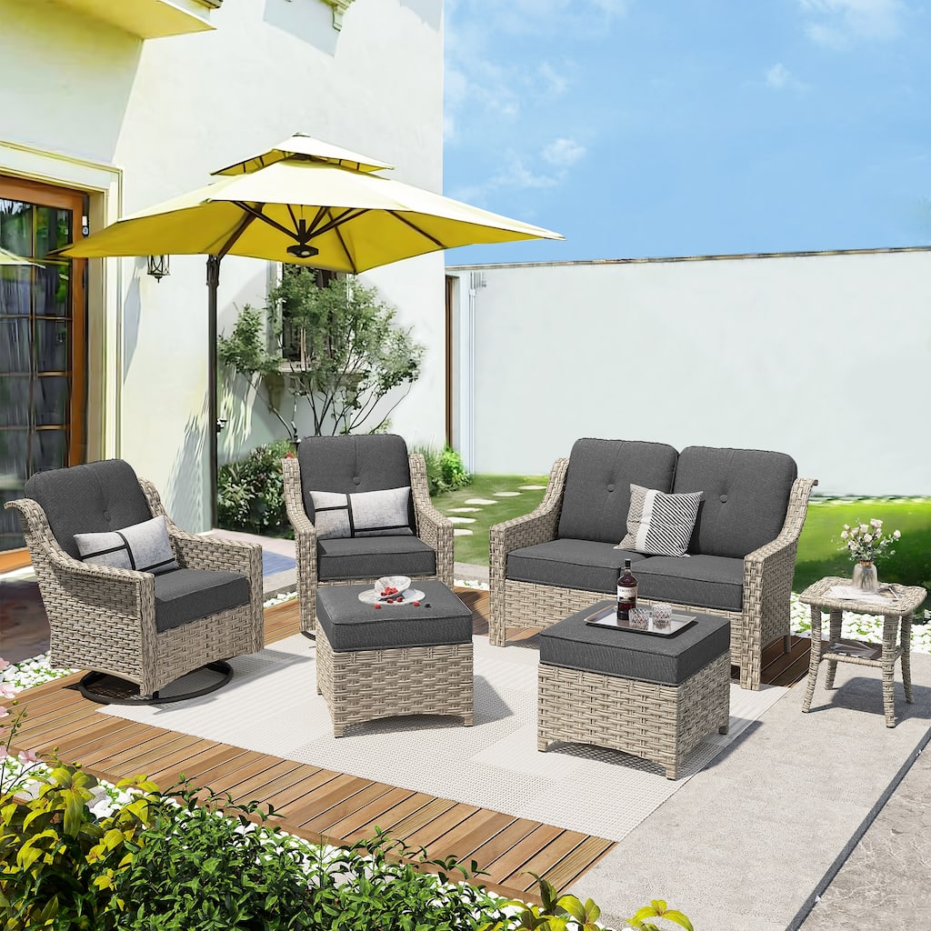 XIZZI 6-Piece Outdoor Furniture Set with Swivel Chair