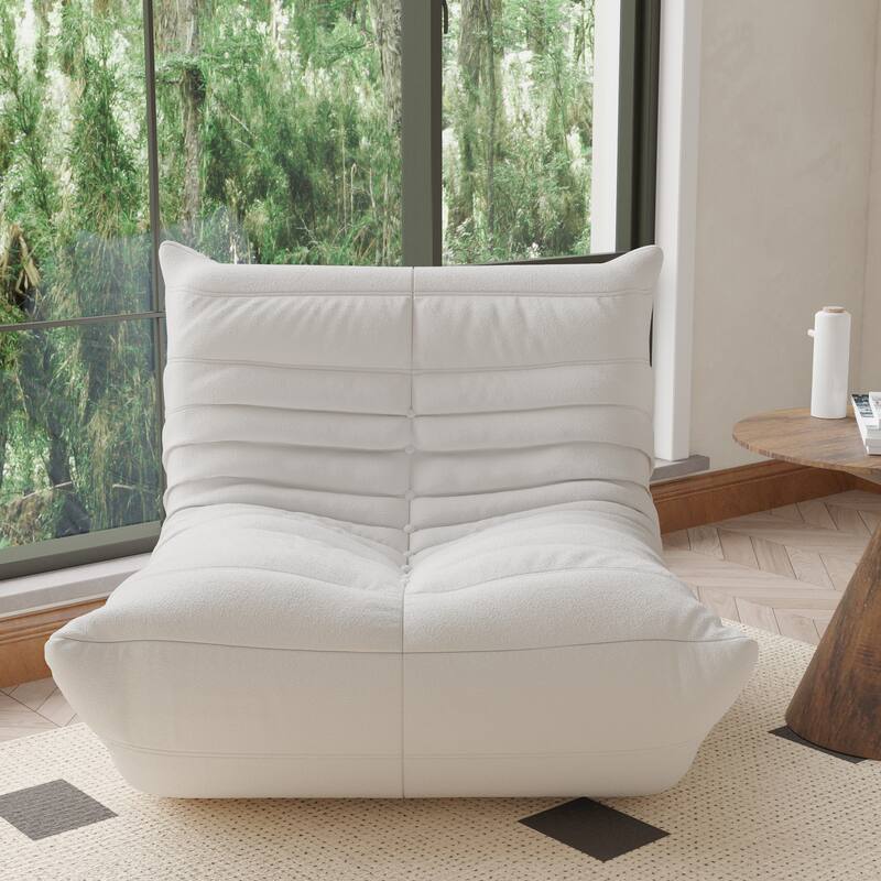 Fireside Chair Single Sofa Teddy Fabric Bean Bag Chair