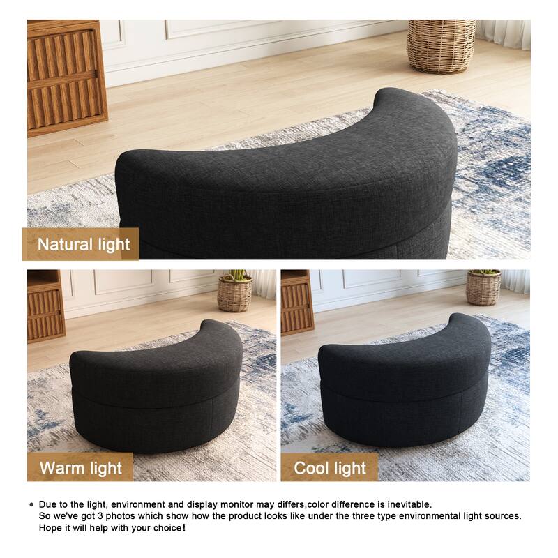 Moon Crescent Storage Upholstered Ottoman