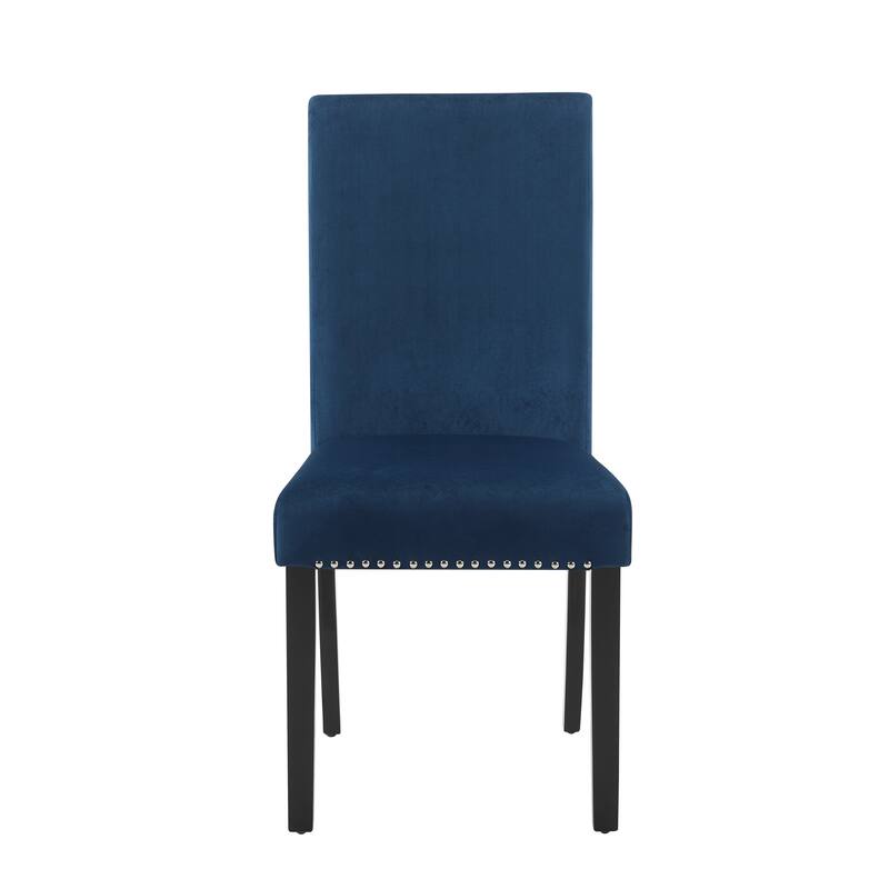 Contemporary Velvet Dining Chair with Nailhead Trim (Set of 2)