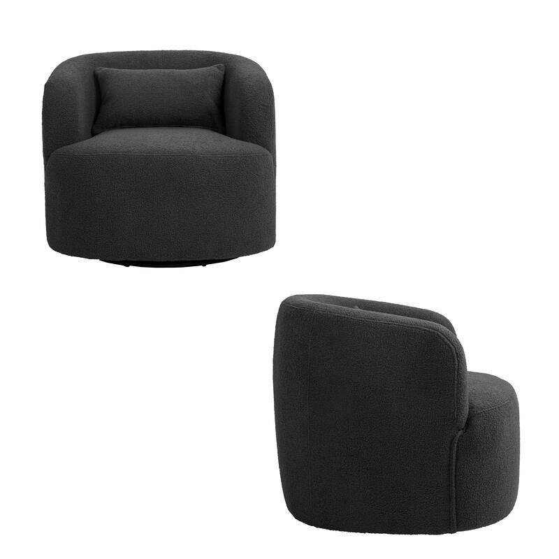 Modern Accent Chair Boucle Swivel Barrel Chair Set of 2
