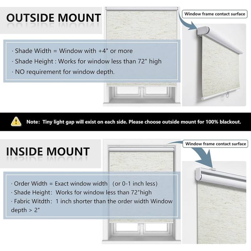 Cordless Roller Shades Blackout Blinds for Darkening Rolled Up Shades - 72"L x 34"W
