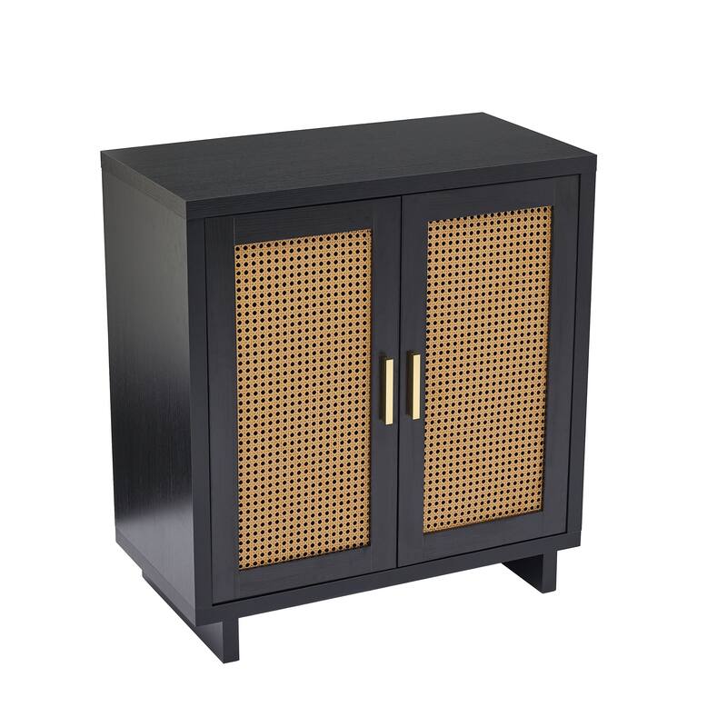 Farmhouse Woven Rattan Sideboard Accent Cabinet