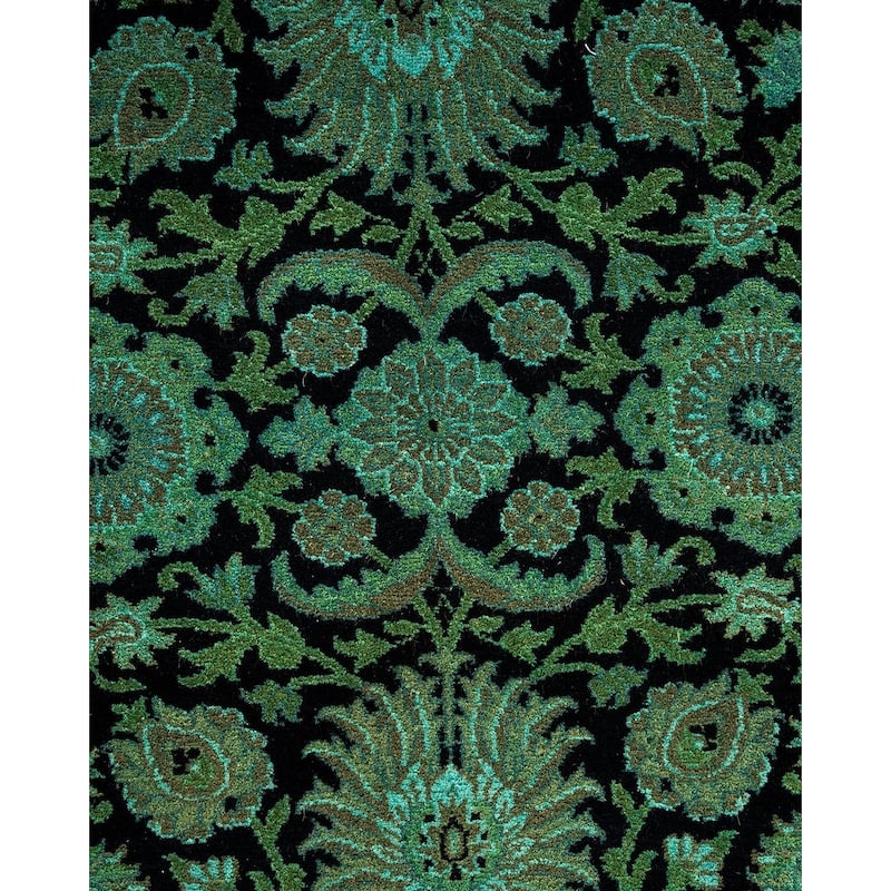 Overton Hand Knotted Wool Vintage Inspired Modern Contemporary Overdyed Black Runner Rug - 2' 7" x 17' 10"