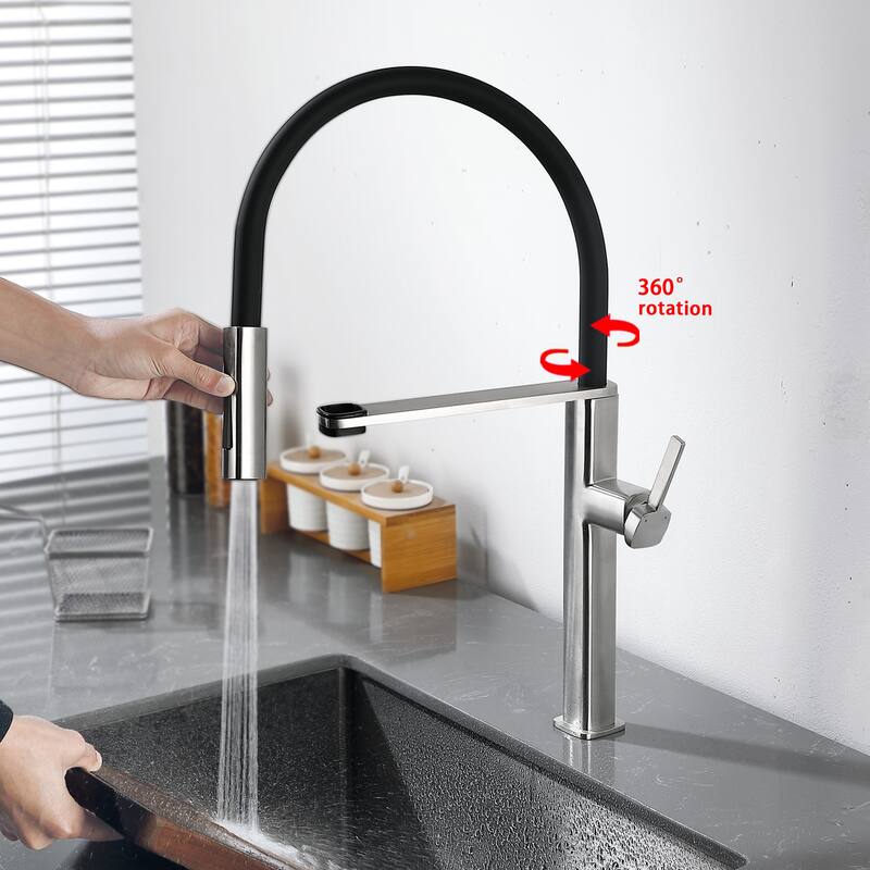 Single Handle Pull Down Sprayer Kitchen Faucet with in Brushed Nickel
