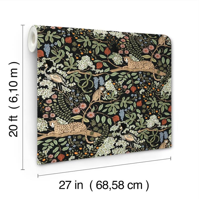 Rifle Paper Co. Safari Black Jungle Toile Premium Peel + Stick Wallpaper