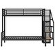 preview thumbnail 9 of 10, Black Metal Frame Twin/Full Platform Beds, Storage Stairway Bunk Bed with Wardrobe