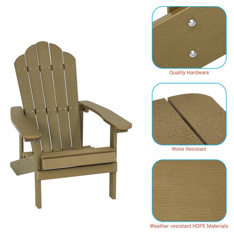 BONOSUKI Outdoor Adirondack Chair,HIPS Wooden-Like Finish Single Chair