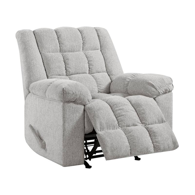 Gentle Rocking Motion Reclining Chair 1pc Chenille Upholstery Ultra Comfort Living Room Furniture - Light Gray