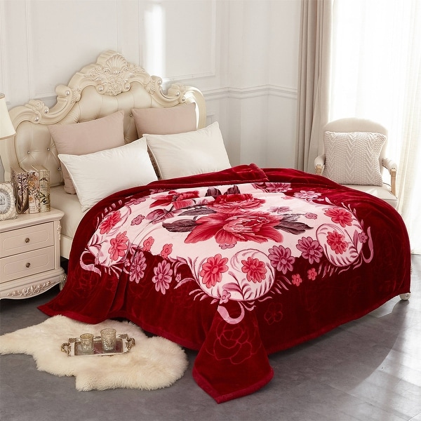 Korean-style 2-ply Printed Pattern Plush Mink Fleece Blanket