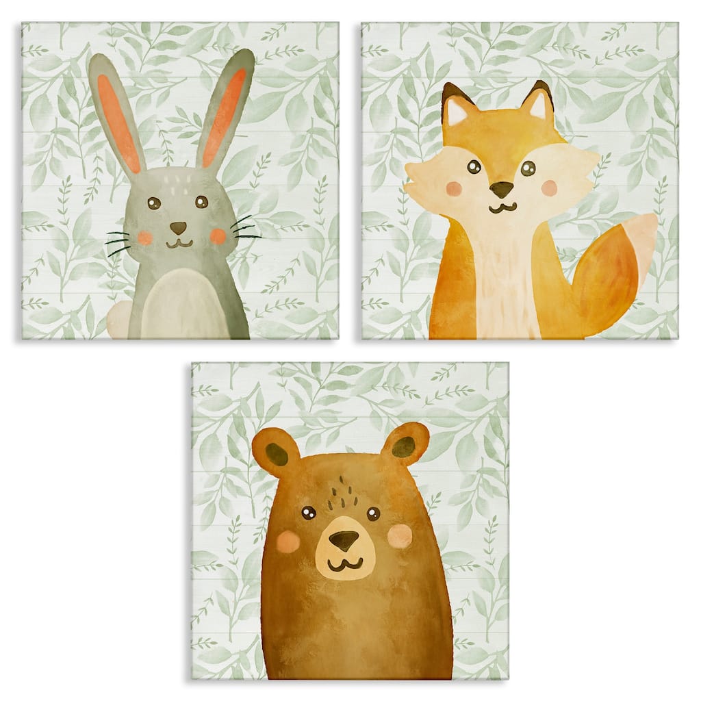 Stupell Joyful Woodland Animals Canvas Wall Art Design By Kim Allen (Set of 3)