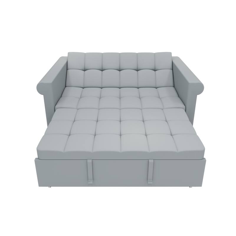 Minimalist Sofa Bed with 7-Position Adjustable Backrest, Convertible Sofa Loveseat with Sturdy Wooden Frame