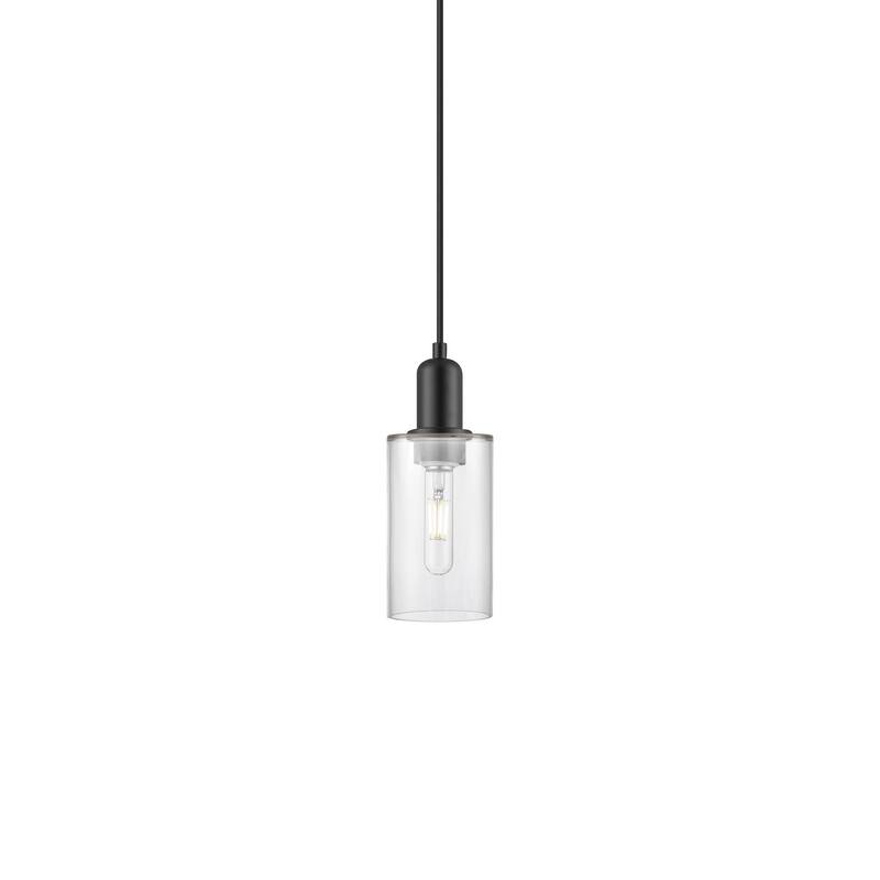 Innovations Lighting 716-1P-10-5 Clymer Pendant Clymer 5" Wide Mini - Matte Black / Clear