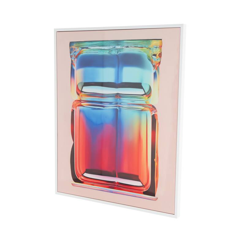 Canvas Abstract Cube Framed Wall Art with White Frame - Multi Colored - Roche River Decor