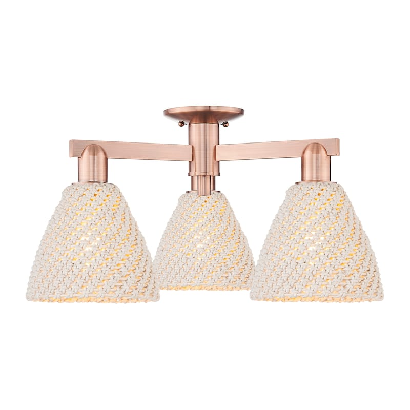 Innovations Lighting 716-3F-11-25 Natural Ballston Dome Semi-Flush - Antique Copper / Natural