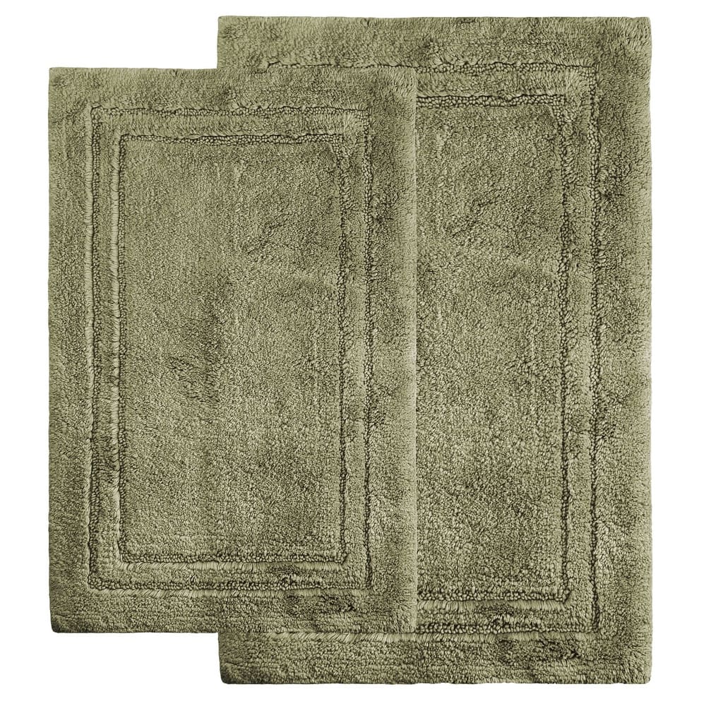 Superior Cotton Solid Non-slip Backing 2-Piece Bath Rug Set