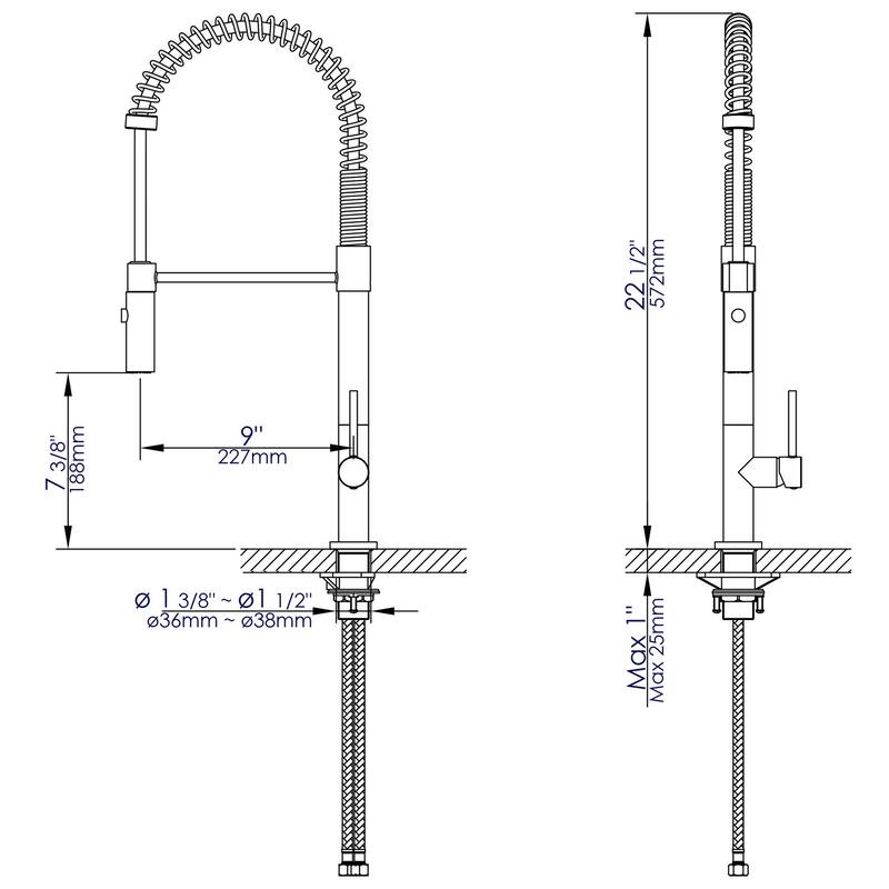 Polished Chrome Commercial Spring Kitchen Faucet