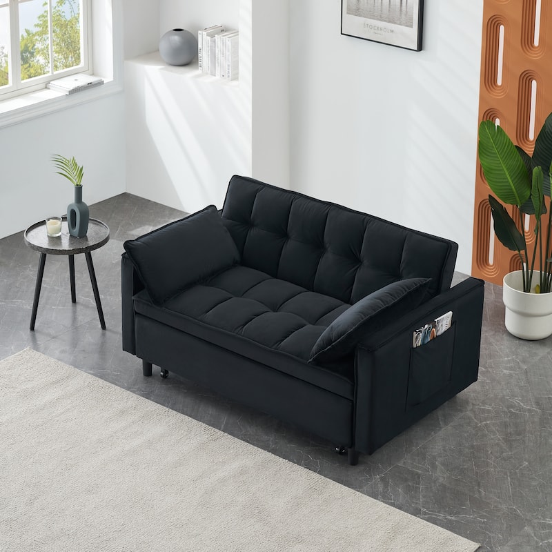 Sofa Bed with Fabric Upholstery and Metal Legs - Supports 500 lbs for Living Rooms and Guest Rooms