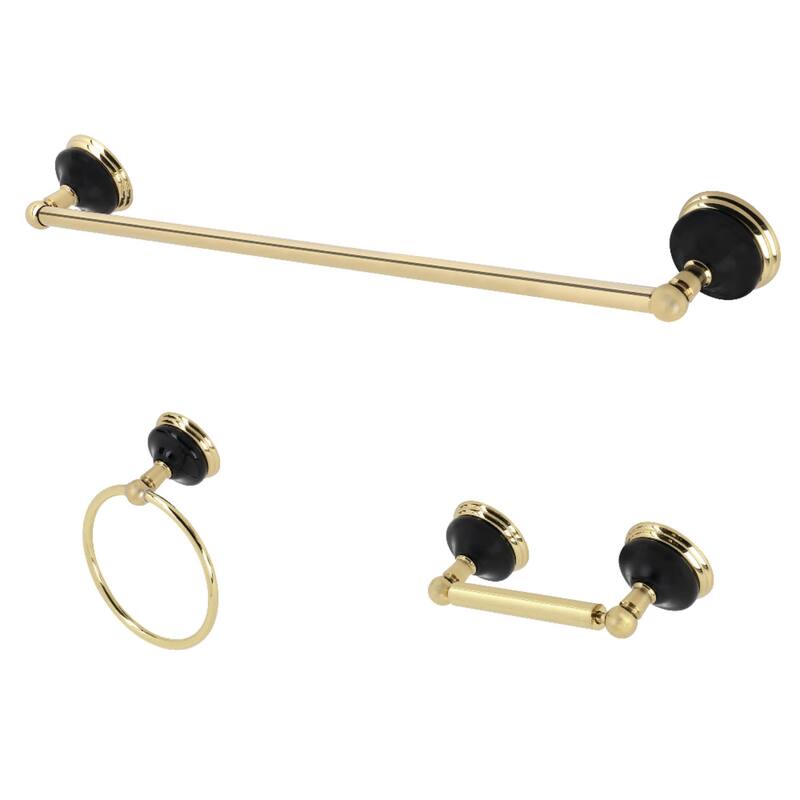 Kingston Brass Water Onyx 3 Piece Bathroom Package with 24" Towel Bar,