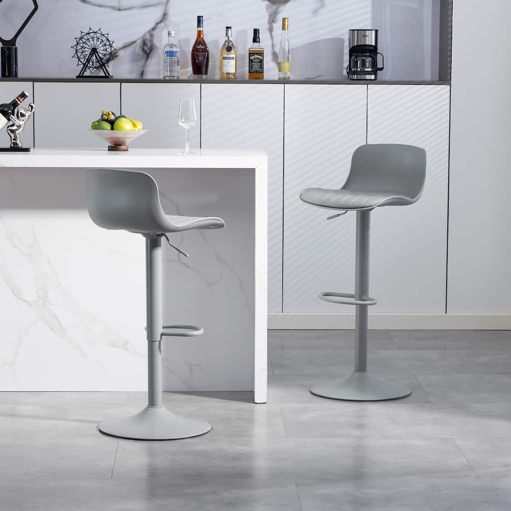 Bar Stools Set of 2 - Modern PU Leather Counter Height Barstools with Back, Height Adjustable Swivel Kitchen Island Chairs