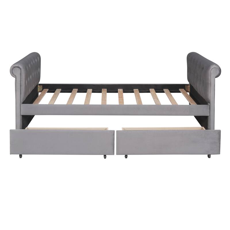 Modern Twin Daybed with Two Storage Drawers, Elegant Design