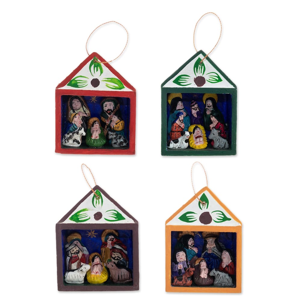 Novica Handmade Celebrating The Season Wood And Ceramic Retablo Ornaments