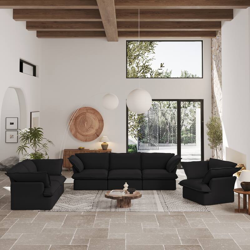 3 Piece Upholstered Living Room Sofa Set, Sectional Sofa Couch With Down Filled