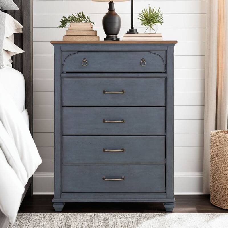 Bridgevine Home Americana Chest, No Assembly Required, Corduroy Blue Finish