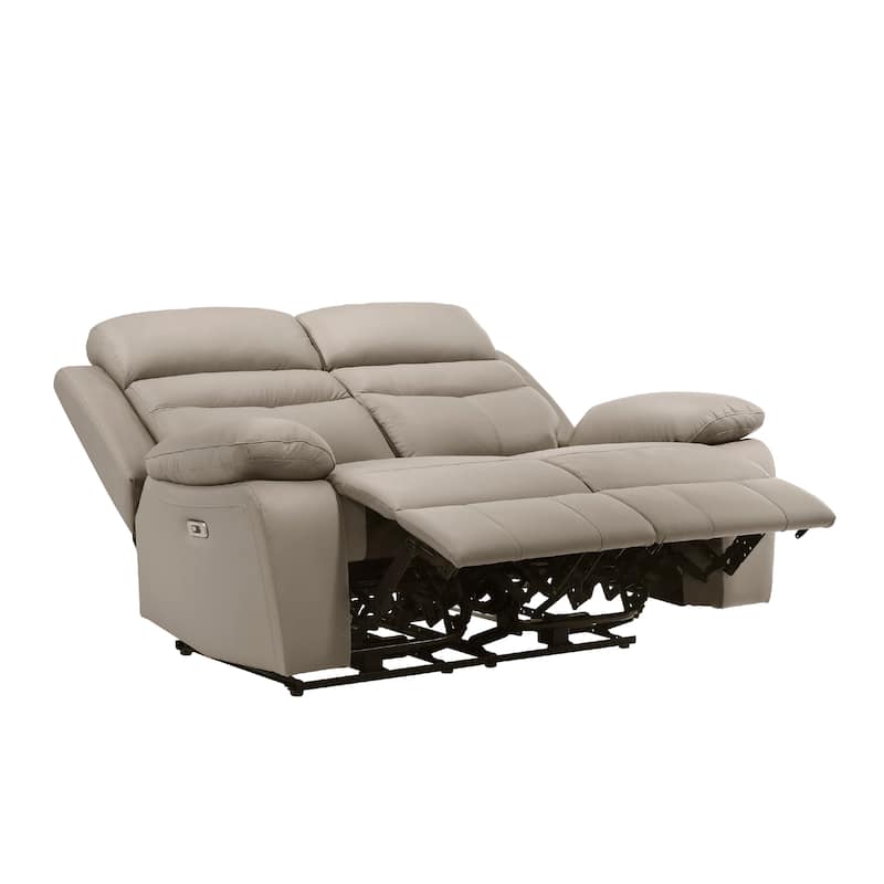 Hanna Power Dual Recliner Loveseat, Latte Brown Leather, USB, 64 Inch