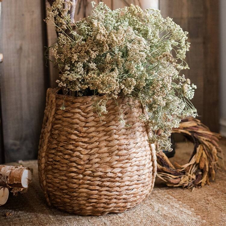 RusticReach Large Rope Basket Cement Planter