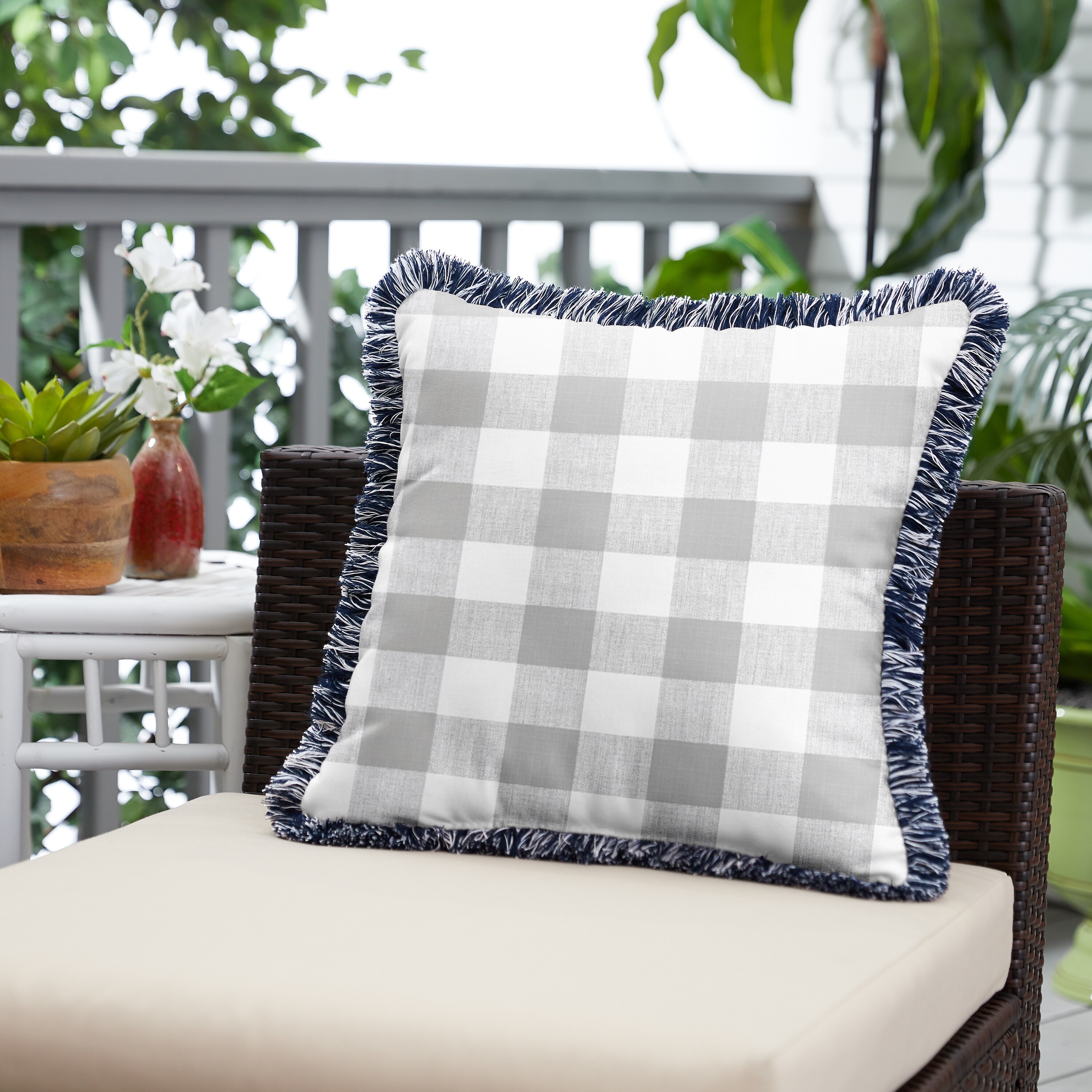 gray plaid pillow