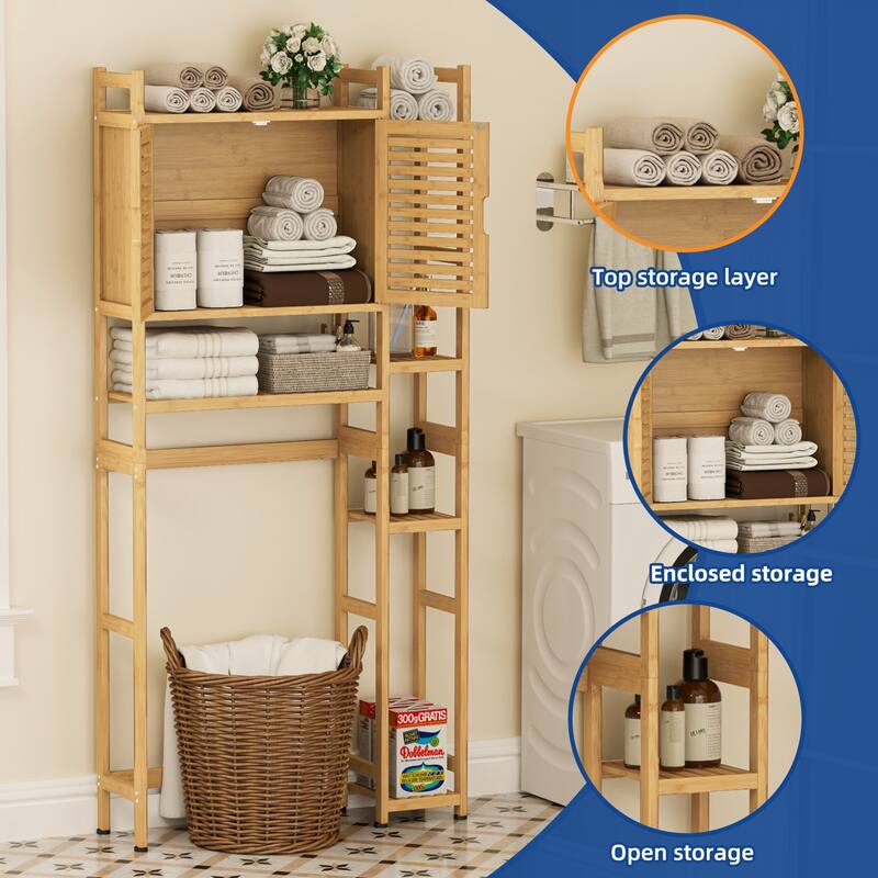 Moasis Bamboo Over-The-Toilet Cabinet with Shelf for Bathroom Storage