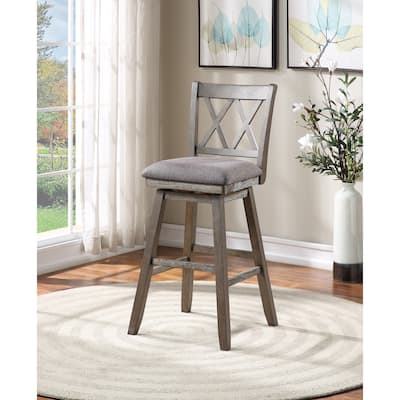 Brookline Wooden Linen Swivel Dining Room Barstool