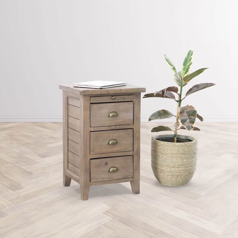 Dexter 3-Drawer Reclaimed Pine Nightstand - Light Brown - 3-drawer