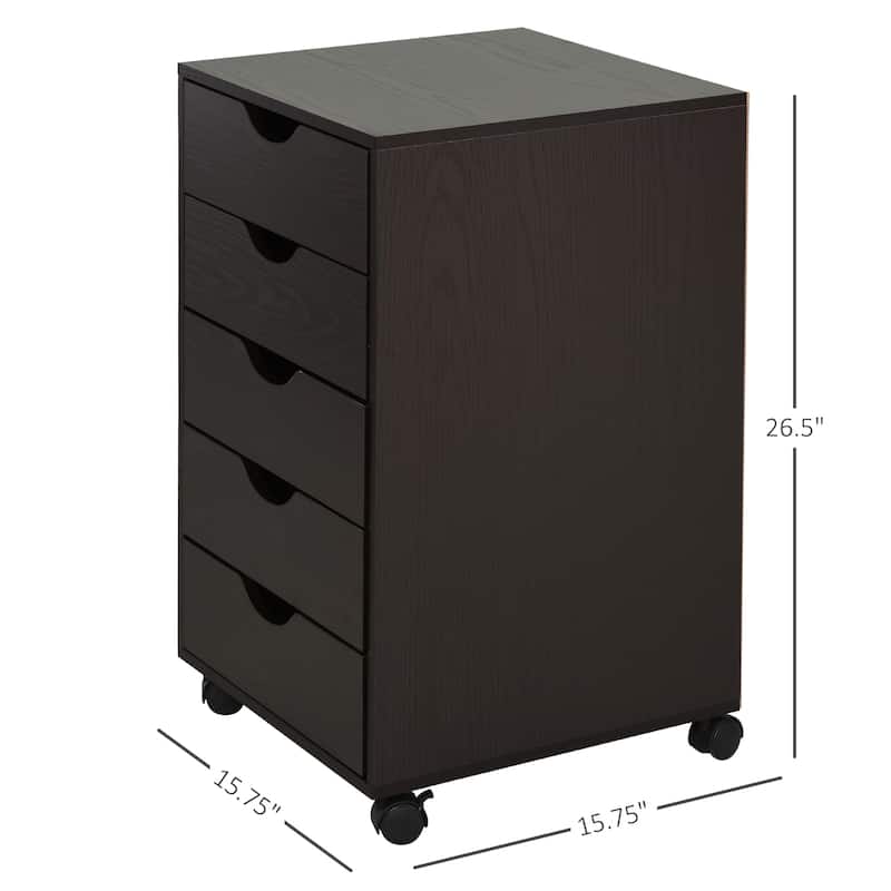 Anmytek 5-Drawer Mobile Under Desk Storage Cabinet with Lockable Casters Office Home Organizer