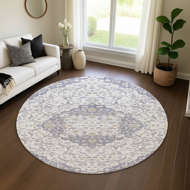 Premium Washable Super Soft Traditional Parman Mayfield Rug - Lavender - 8' x 8'