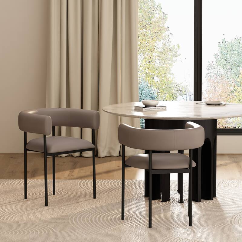 Manhattan Comfort Onda Vegan Leather Metal Dining Chair