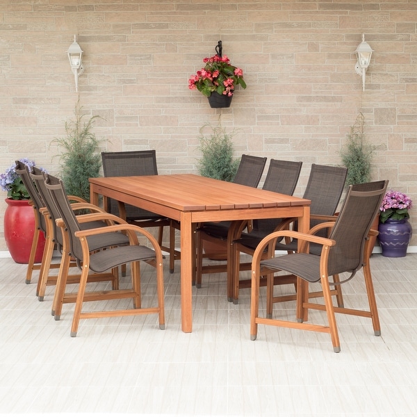 Amazonia Stella Brown Wood 9-piece Rectangular Patio Dining Set