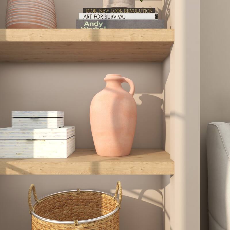 Orange Ceramic Terracotta Jug Vase with Handle