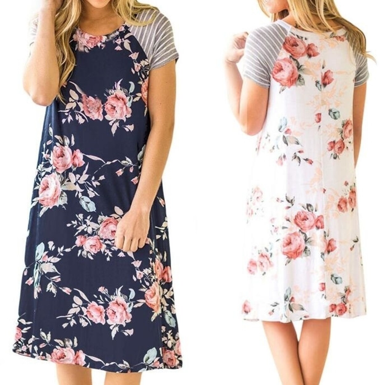 short sleeve shift dress with pockets