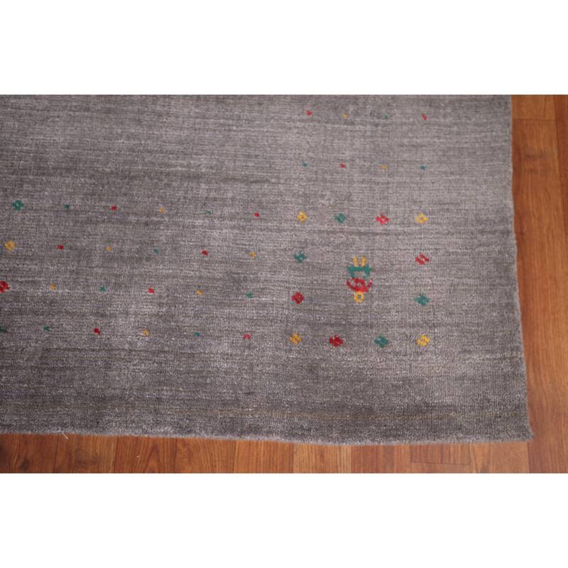 Gray Gabbeh Square Area Indian Rug Hand-Knotted Wool Carpet - 8'6"x 8'6"