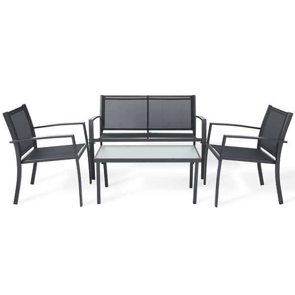 slide 1 of 9, Sigtua Dark Gray 4-Piece Steel Outdoor Patio Seating Set