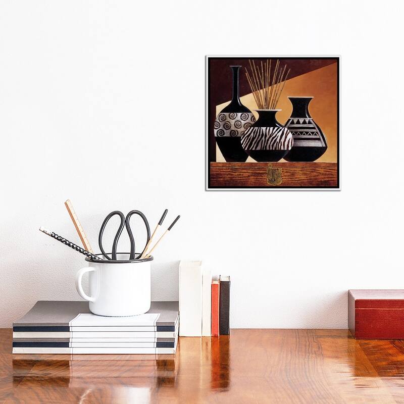 iCanvas "Patterns In Ebony I" by Keith Mallett Framed Canvas Print