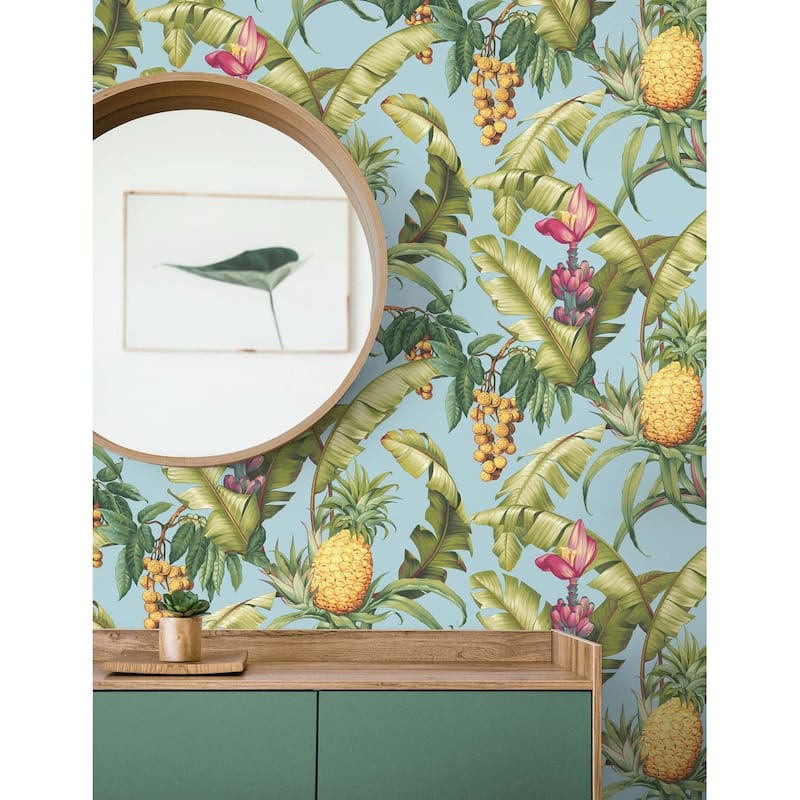 NextWall Pineapple Floral Peel and Stick Wallpaper