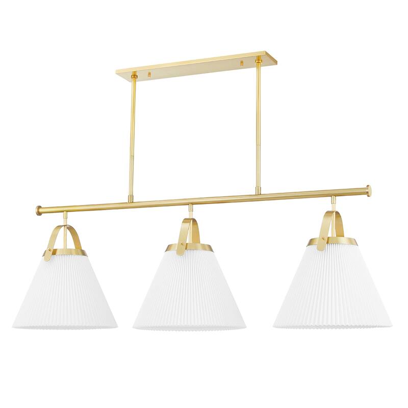 Aldridge 3-Light Island Light with White Shade - Aged Brass