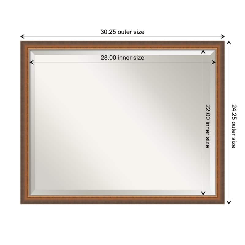 Two Tone Beveled Wood Framed Bathroom Vanity Wall Mirror - Two Tone Bronze Copper - Glass Size 28x22