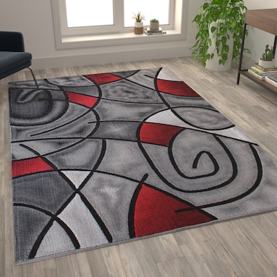 Modern Olefin Accent Area Rug - Abstract Pattern