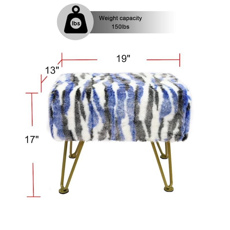 Home Soft Things Multi Jacquard Fauxfur Rectangle Ottoman